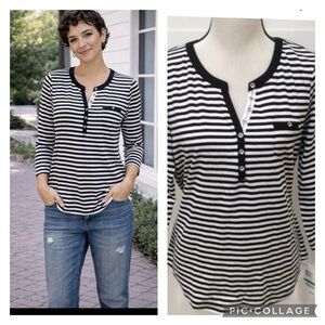 Black and White Striped Women's Top